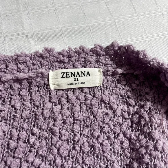 Zenana Falling for You Open Front Popcorn Cardigan Women's XL Lilac Purple - Picture 5 of 6